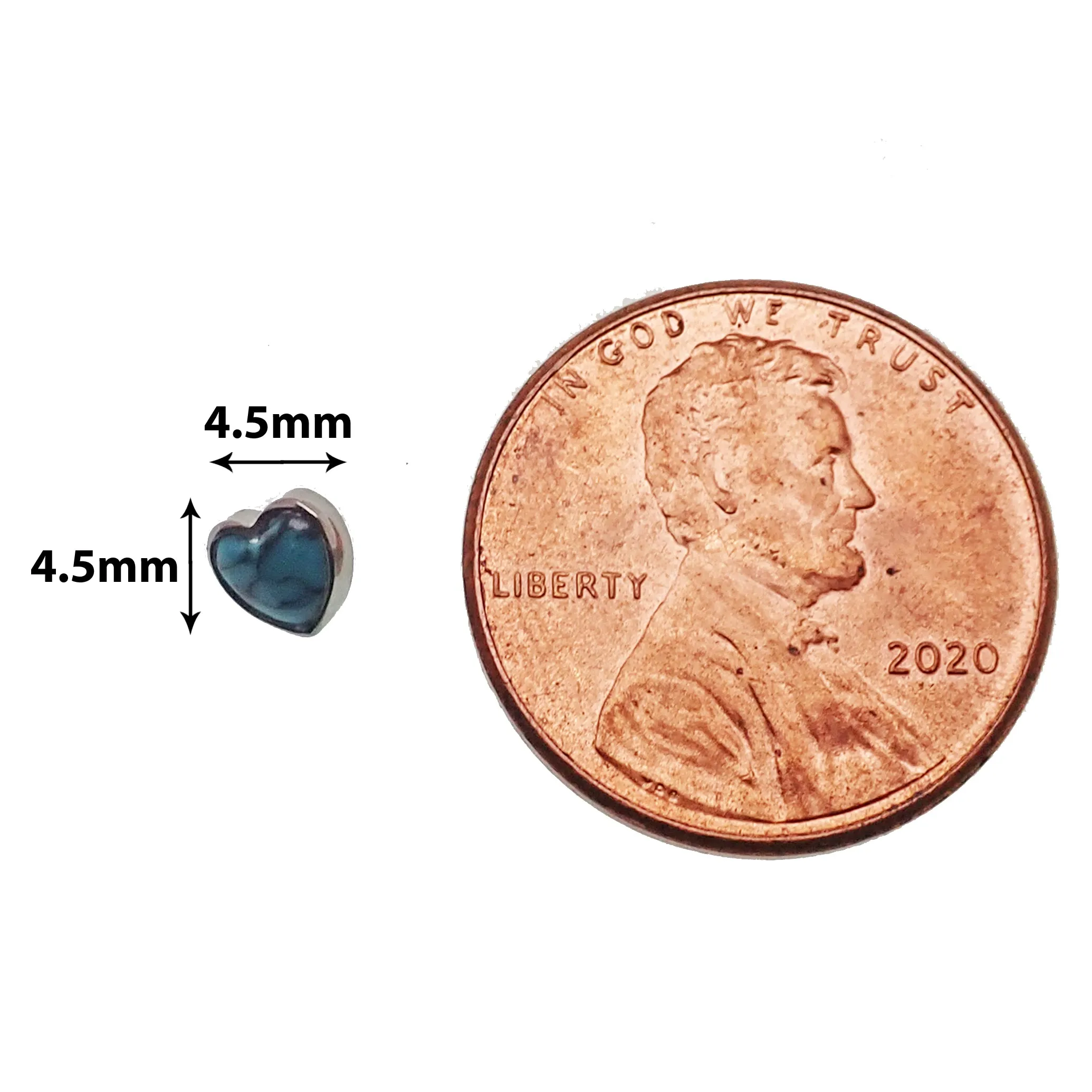 Turquoise Heart Flat Back 14g, 16g, 18g