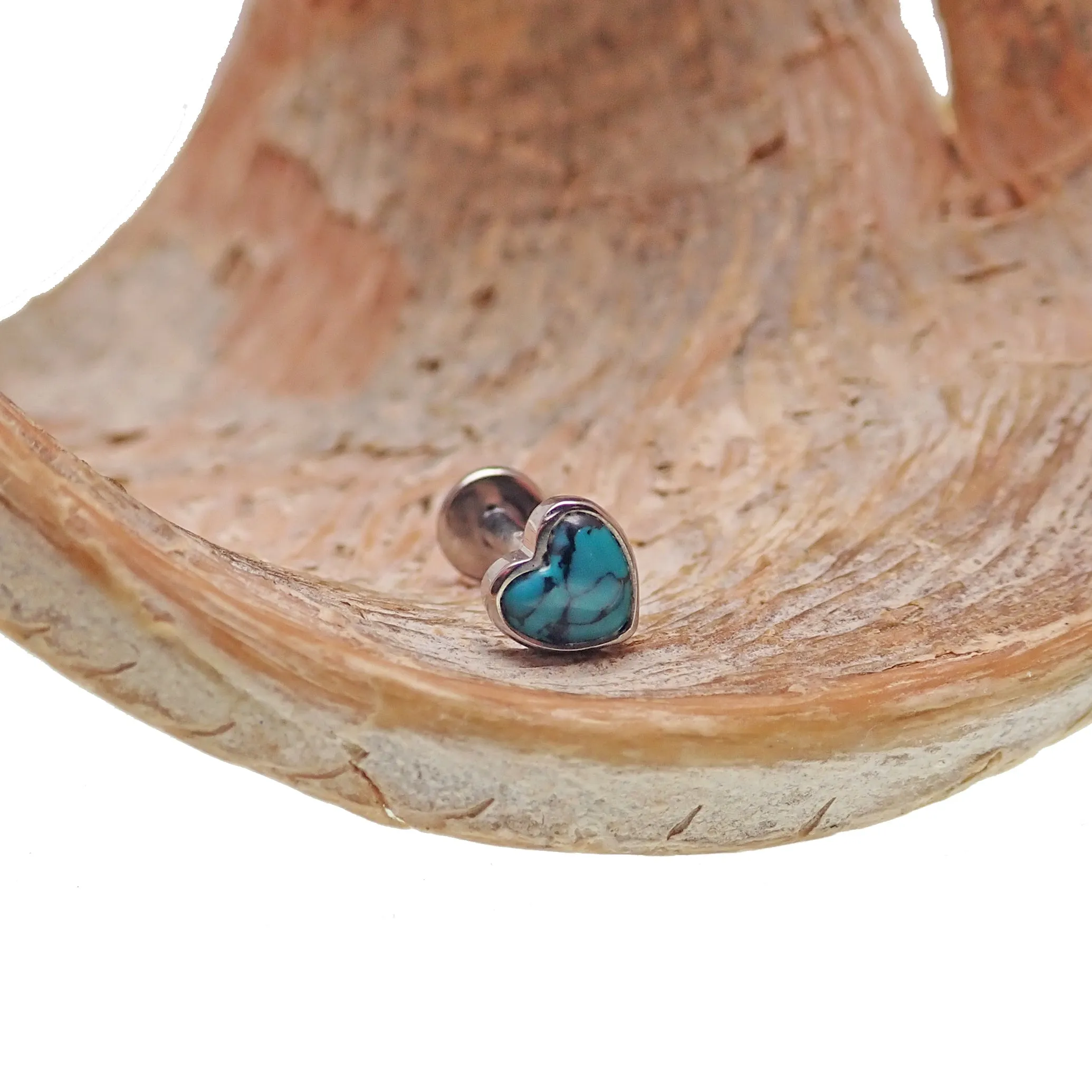 Turquoise Heart Flat Back 14g, 16g, 18g