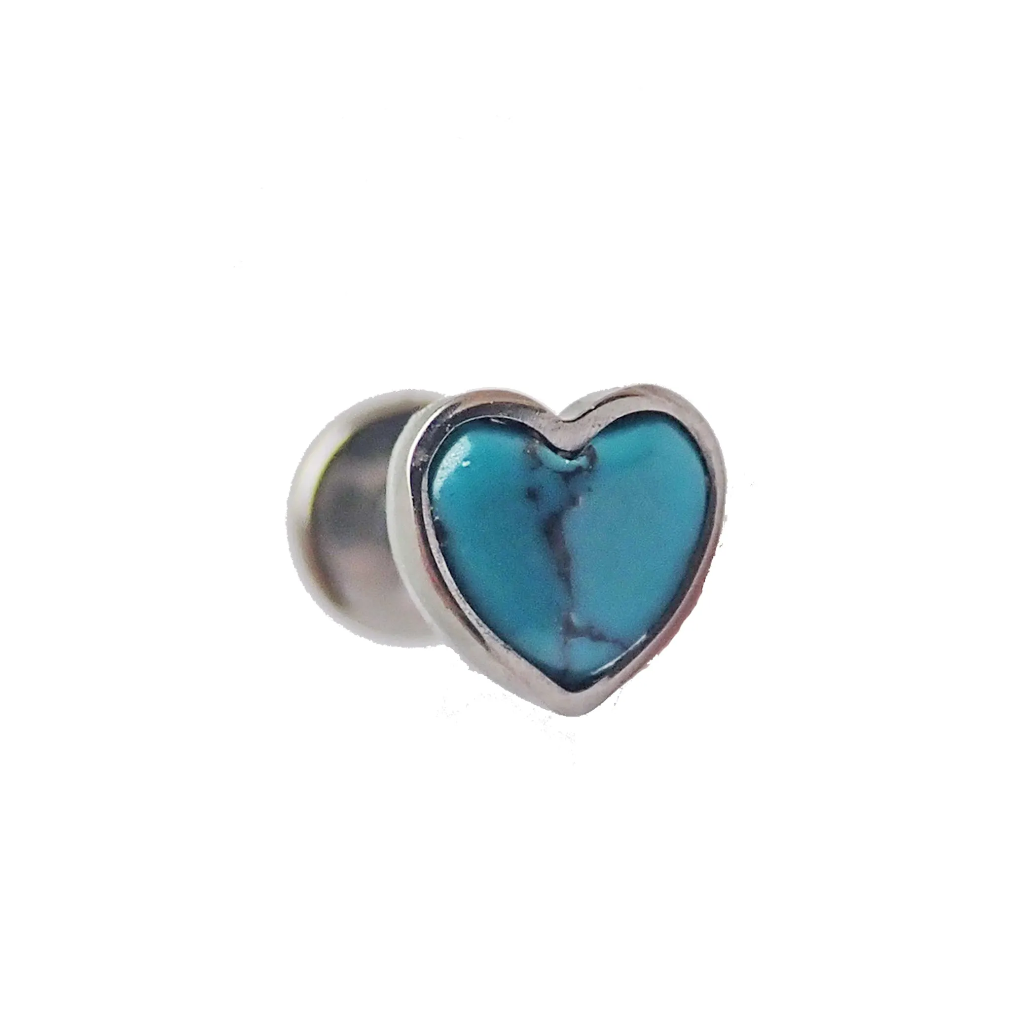Turquoise Heart Flat Back 14g, 16g, 18g