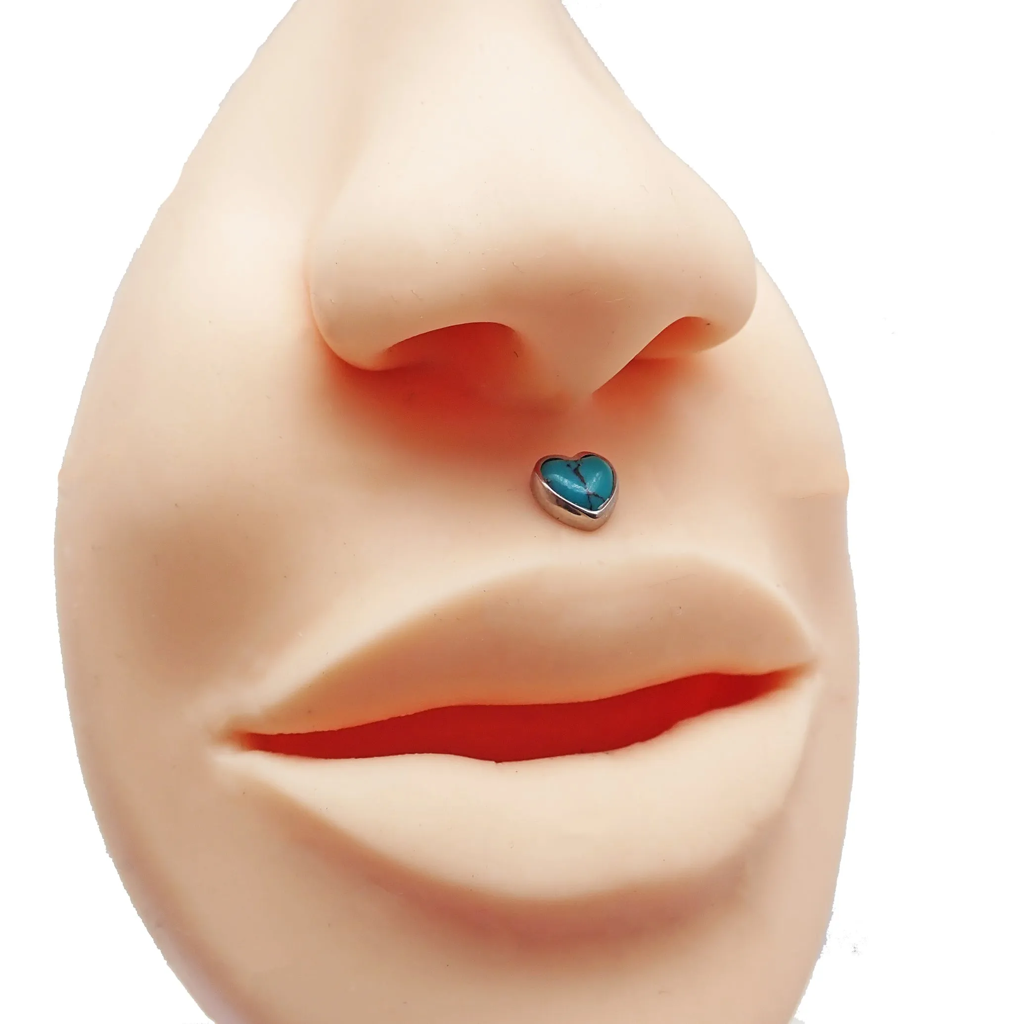 Turquoise Heart Flat Back 14g, 16g, 18g