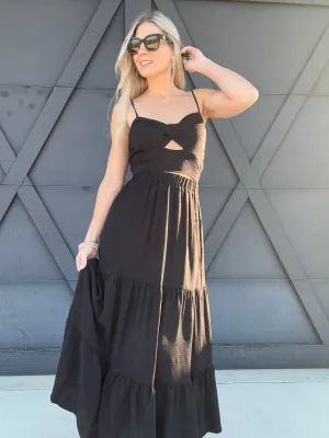 Twist Top and Skirt Set  In Black