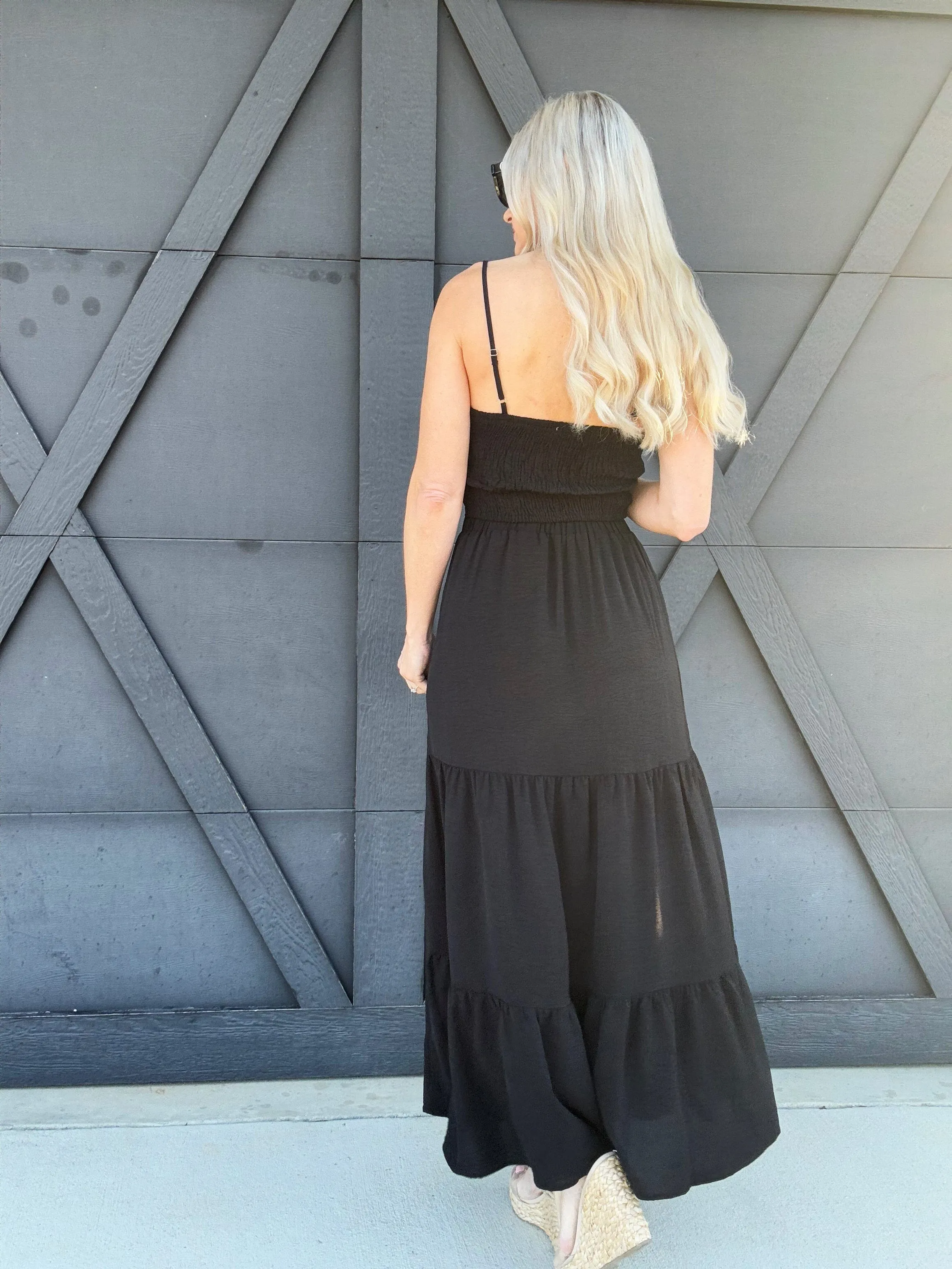 Twist Top and Skirt Set  In Black