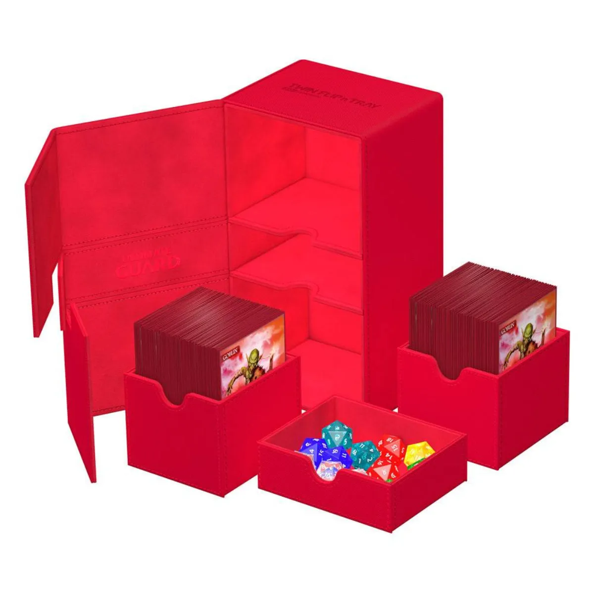 Ultimate Guard Twin Flip n Tray 200  XenoSkin Monocolor Red Deck Box