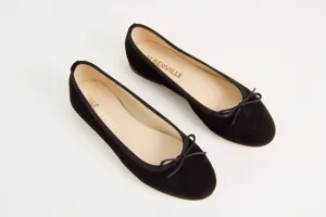 Vanessa Black Suede Ballerina Shoes