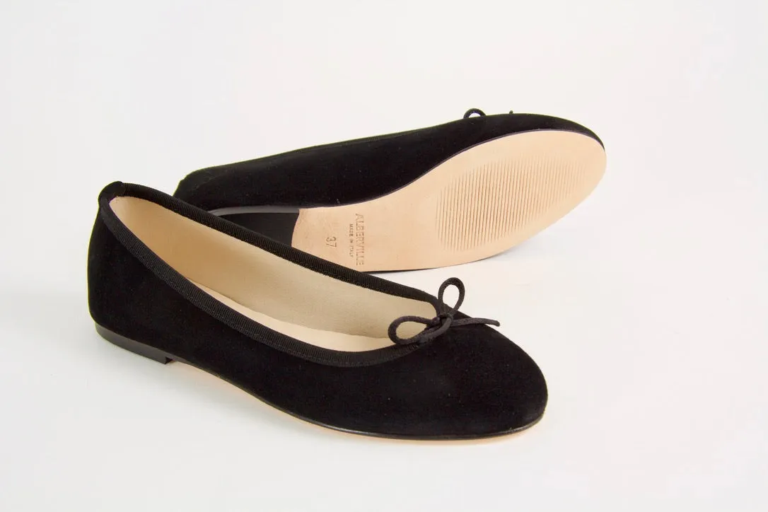 Vanessa Black Suede Ballerina Shoes