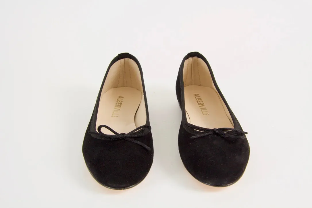Vanessa Black Suede Ballerina Shoes