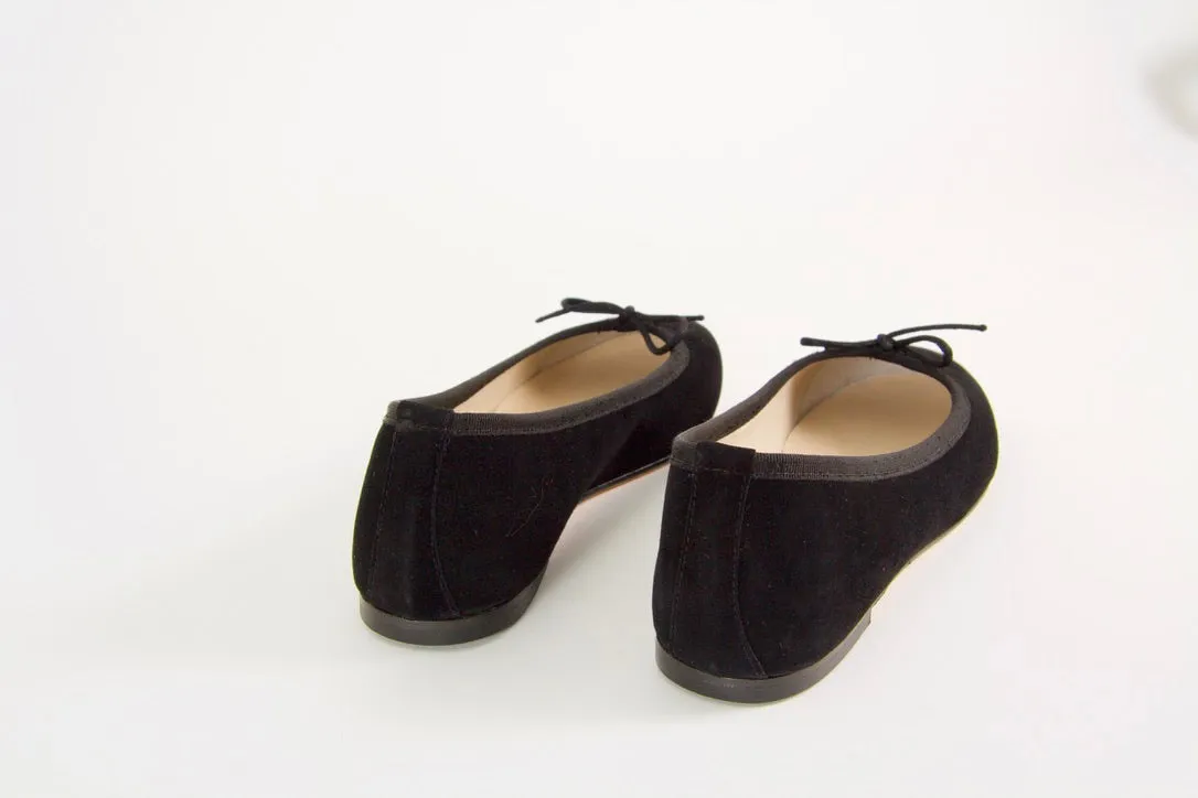 Vanessa Black Suede Ballerina Shoes