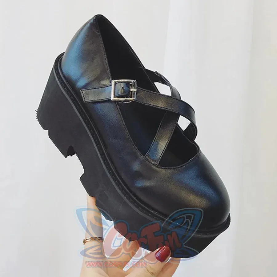 Vintage Mary Jane Shoes Platform Strap Buckle Flats mp006174