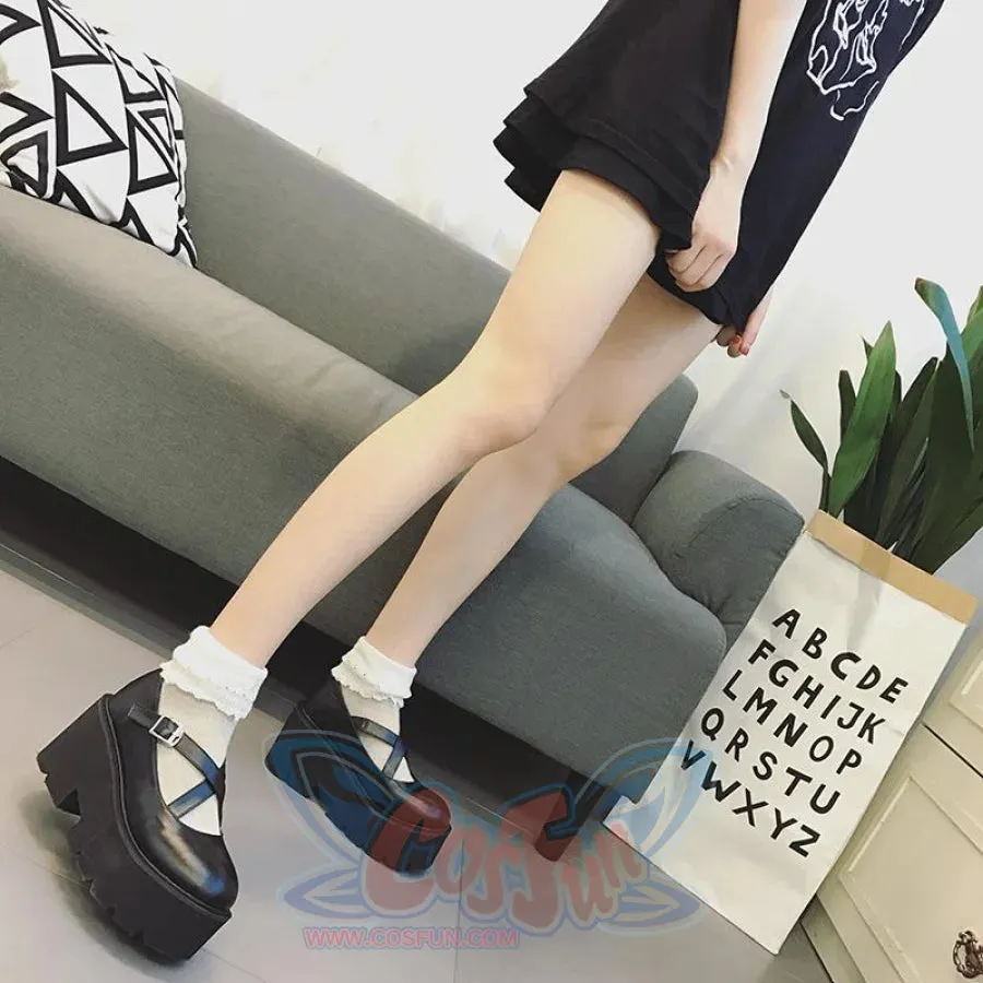 Vintage Mary Jane Shoes Platform Strap Buckle Flats mp006174
