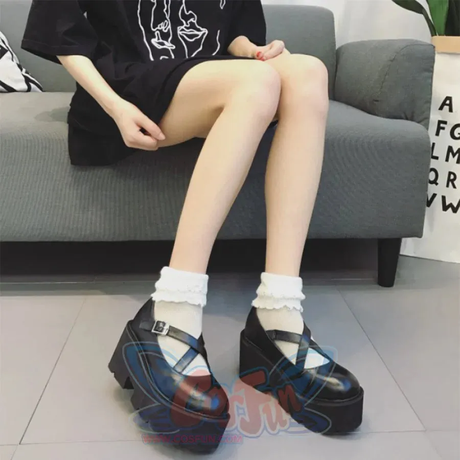 Vintage Mary Jane Shoes Platform Strap Buckle Flats mp006174
