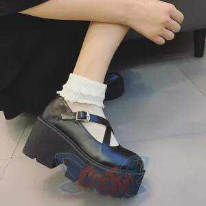 Vintage Mary Jane Shoes Platform Strap Buckle Flats mp006174