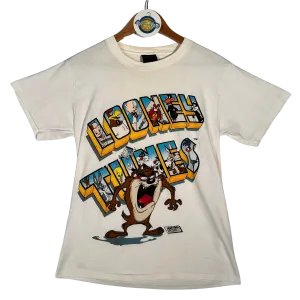 VTG '89 Changes 'Looney Tunes' Spell Out Postcard Tee - White