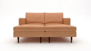 Wallace 66" Leather Untufted Double Chaise