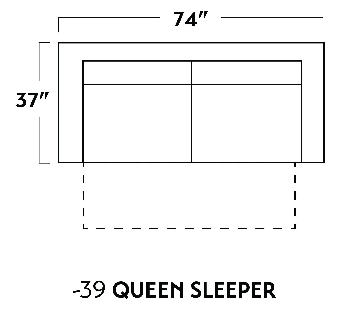 Wallace 74" Untufted Queen Sleeper Sofa