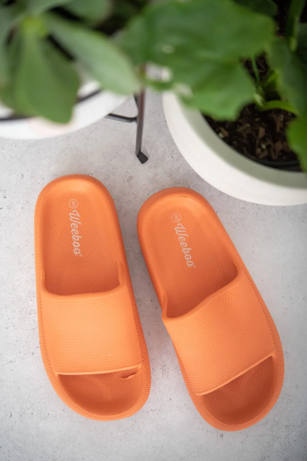 WeeBoo Go All Out Slide-On Sandals in Orange