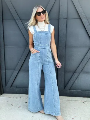 Wide Leg Jumpsuit In Denim