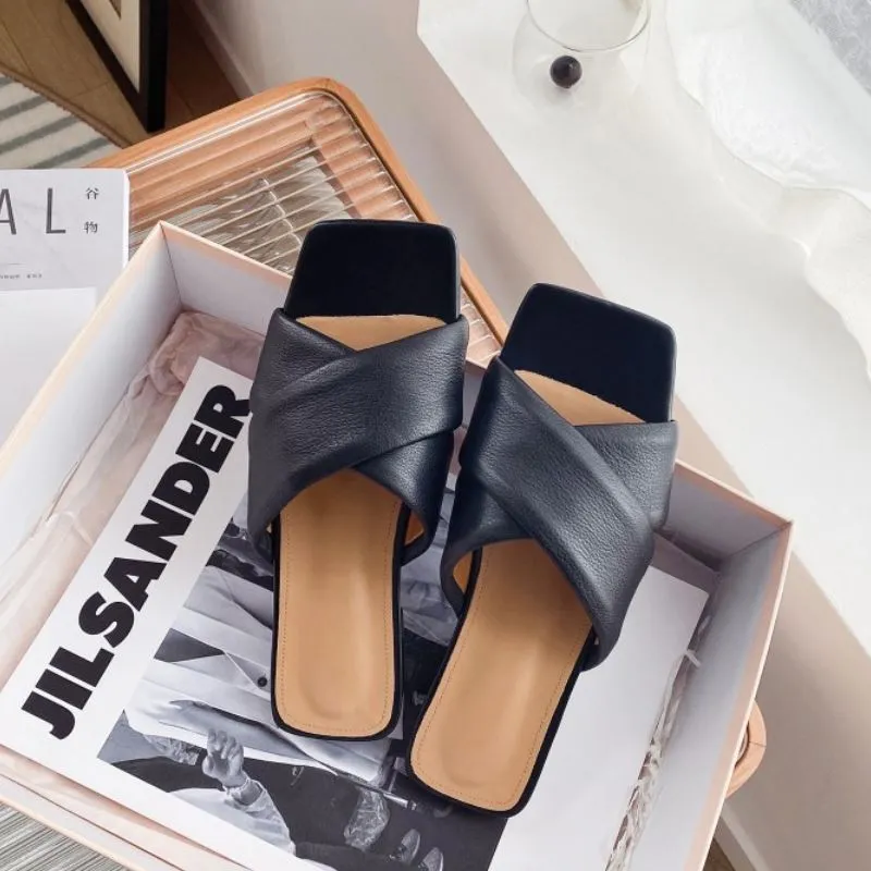 Women Flat Sandals Square Toe Daily Vacation