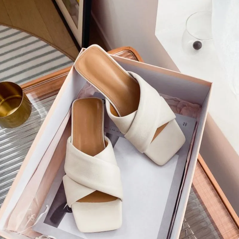 Women Flat Sandals Square Toe Daily Vacation
