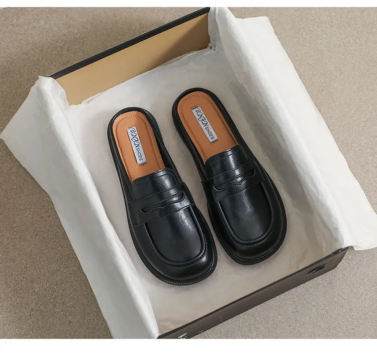 Women Microfiber Leather Slip-On Loafers with Car Suture Detail