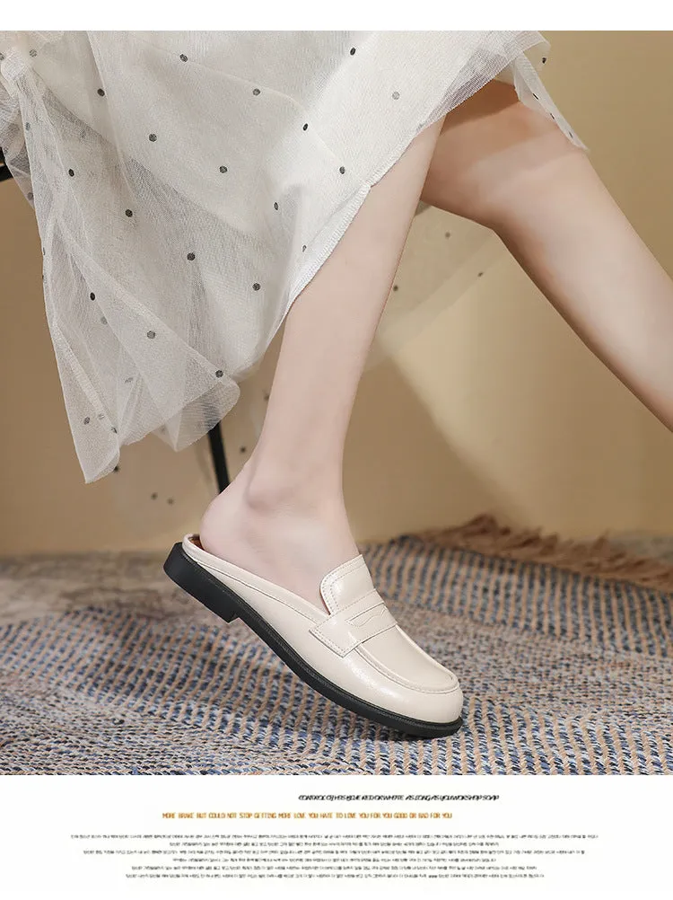 Women Microfiber Leather Slip-On Loafers with Car Suture Detail