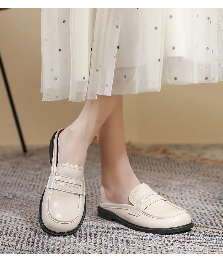 Women Microfiber Leather Slip-On Loafers with Car Suture Detail