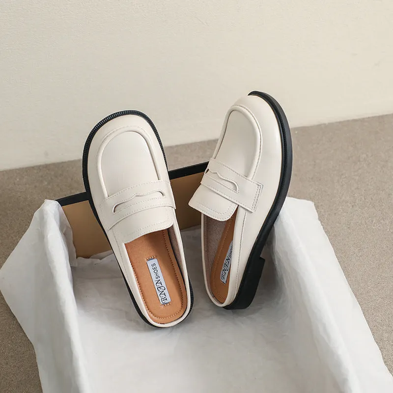 Women Microfiber Leather Slip-On Loafers with Car Suture Detail