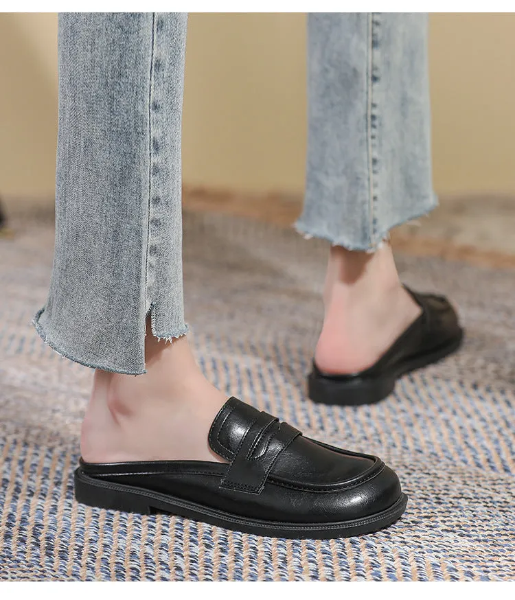 Women Microfiber Leather Slip-On Loafers with Car Suture Detail