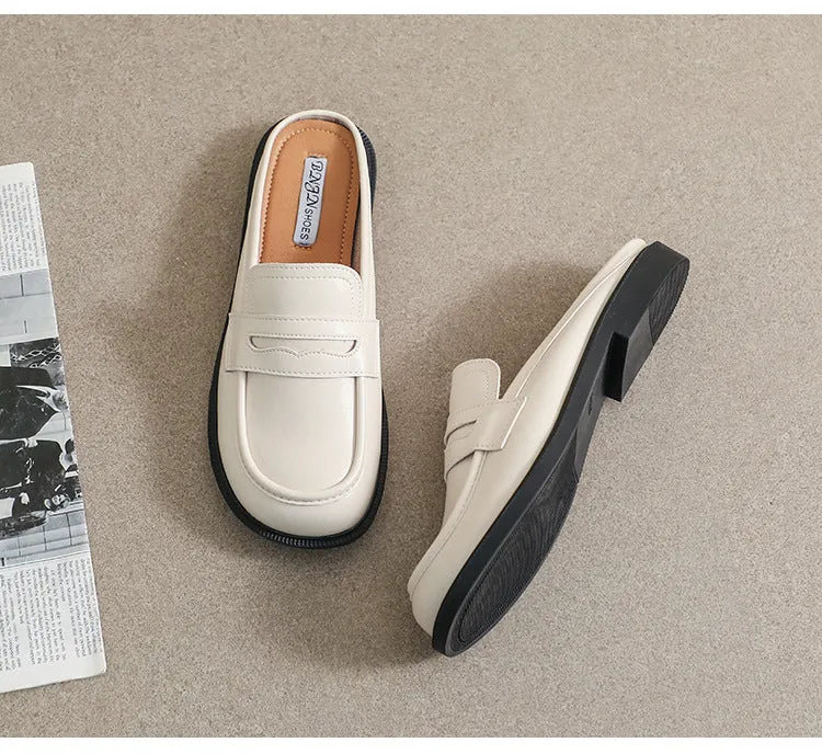 Women Microfiber Leather Slip-On Loafers with Car Suture Detail