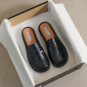 Women Microfiber Leather Slip-On Loafers with Car Suture Detail