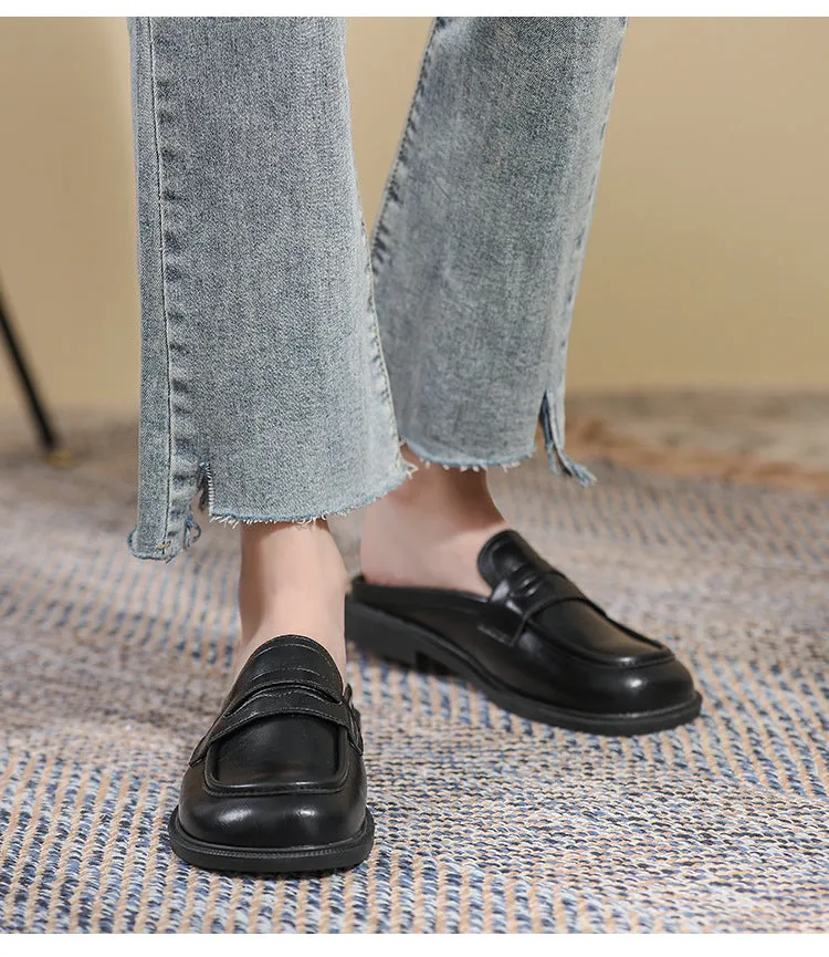 Women Microfiber Leather Slip-On Loafers with Car Suture Detail