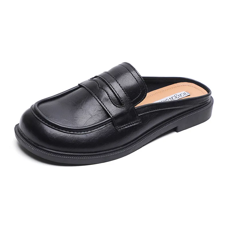 Women Microfiber Leather Slip-On Loafers with Car Suture Detail