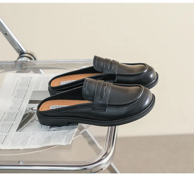 Women Microfiber Leather Slip-On Loafers with Car Suture Detail