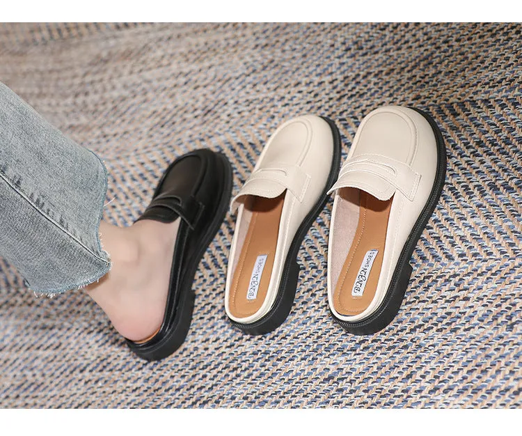 Women Microfiber Leather Slip-On Loafers with Car Suture Detail
