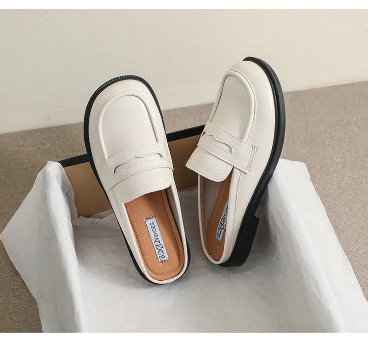 Women Microfiber Leather Slip-On Loafers with Car Suture Detail