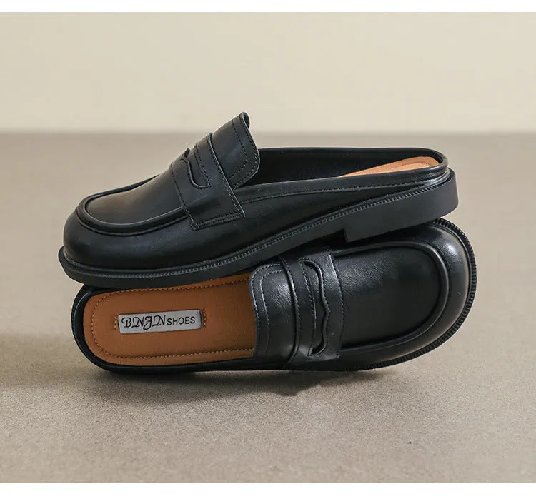 Women Microfiber Leather Slip-On Loafers with Car Suture Detail