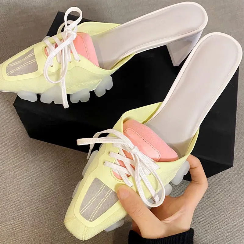 Women Slippers Crocodile Head PVC Sole Lace-Up Mules Shoes Women Sport Slides 2020 Summer Celebrity Ladies Footwear Sandals