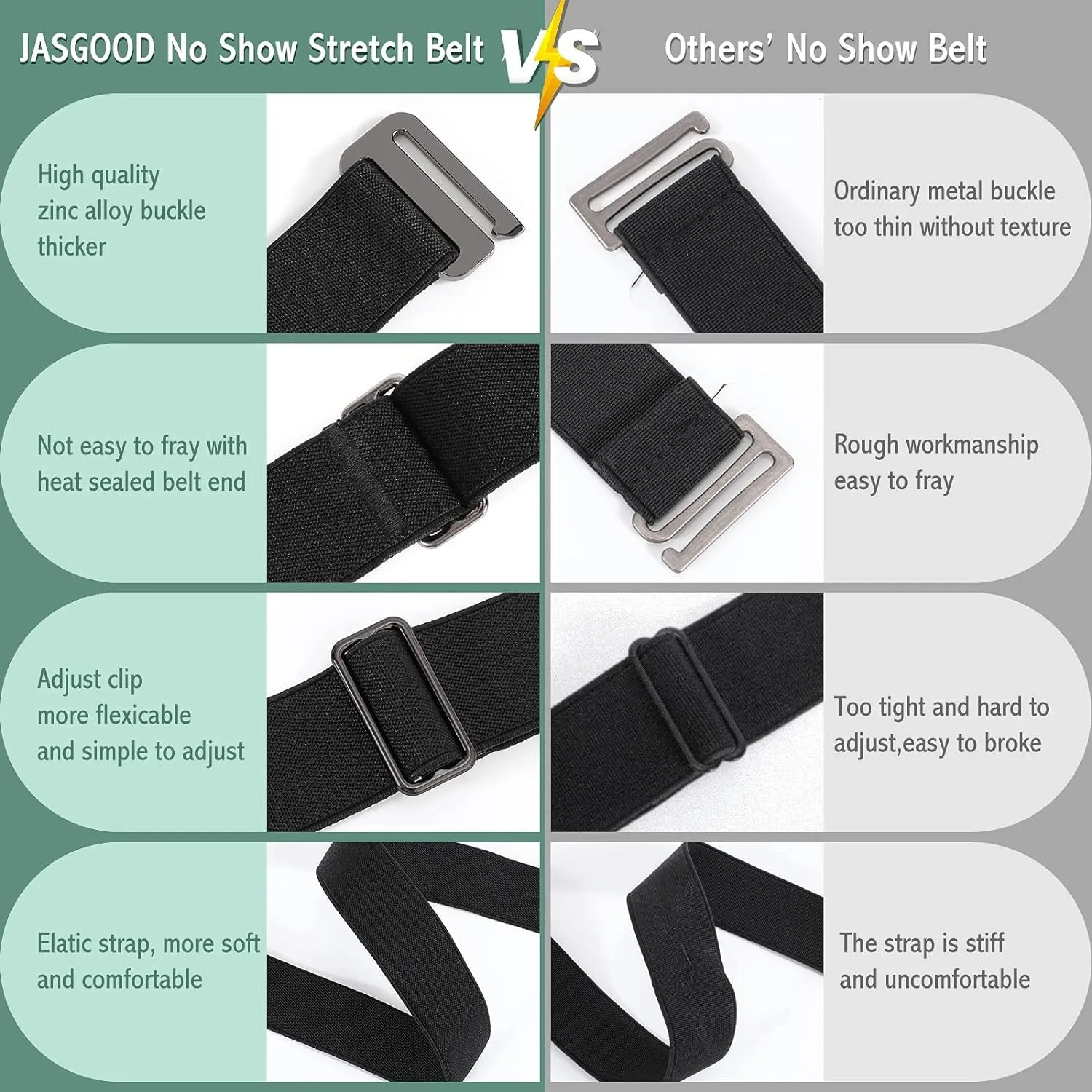 Women Stretch Flat Buckle Belt for Jeans Pants Dresses