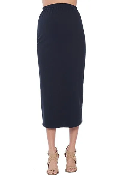 Women's Black Maternity Cotton Solid High Waist Midi Skirt