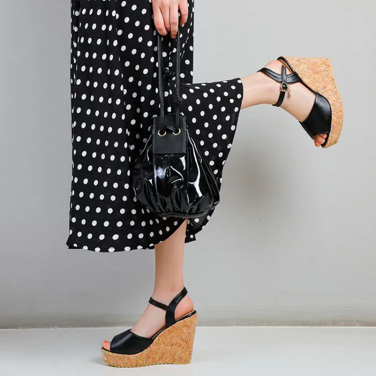 Women's Buckle Ankle Strap Platform Wedges Sandals