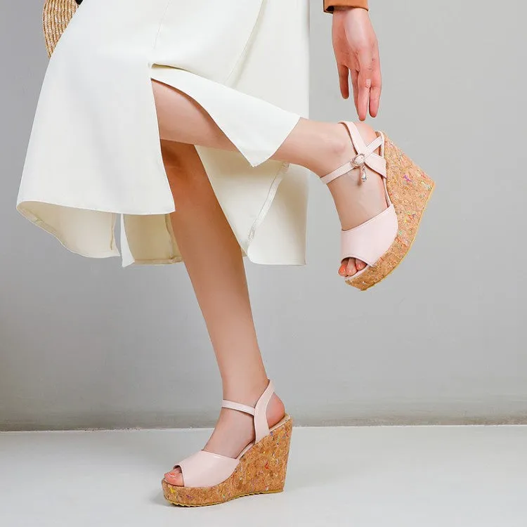 Women's Buckle Ankle Strap Platform Wedges Sandals
