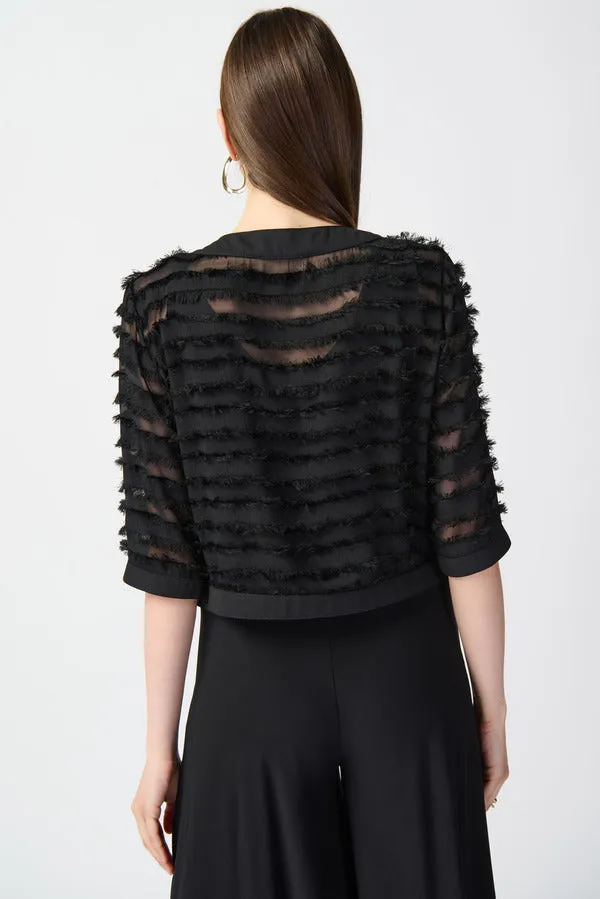 Women's Joseph Ribkoff |  Striped Dual-Fabric Cover Up | Black