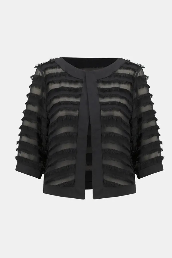 Women's Joseph Ribkoff |  Striped Dual-Fabric Cover Up | Black