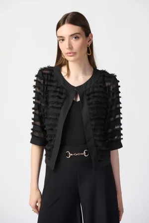 Women's Joseph Ribkoff |  Striped Dual-Fabric Cover Up | Black