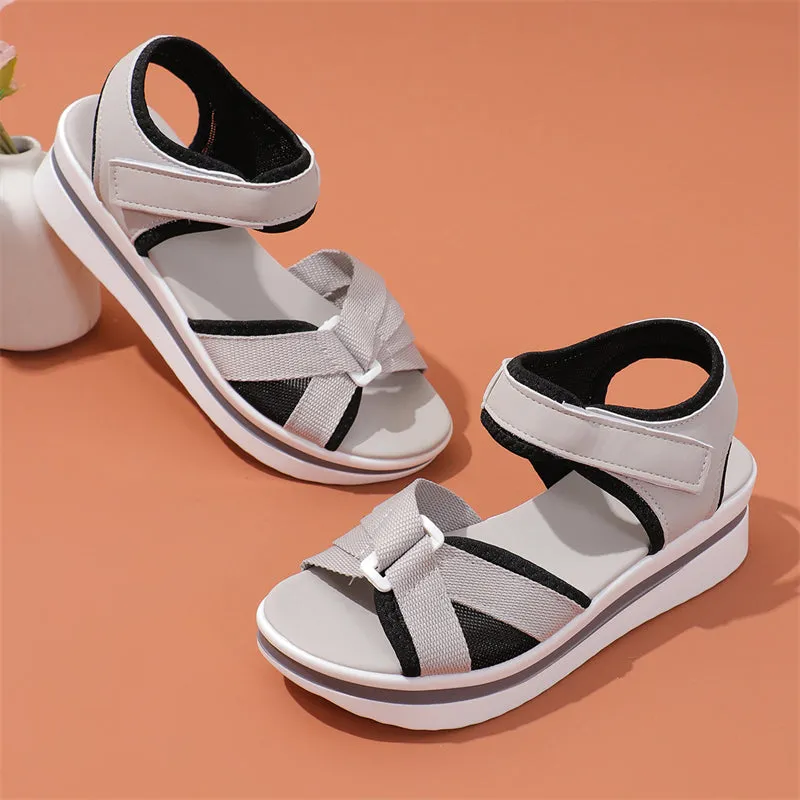 Women's Leisure Cutout Strappy Velcro Sandals