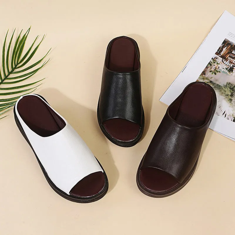 Women's Summer Stylish Thick Sole PU Glossy Slippers