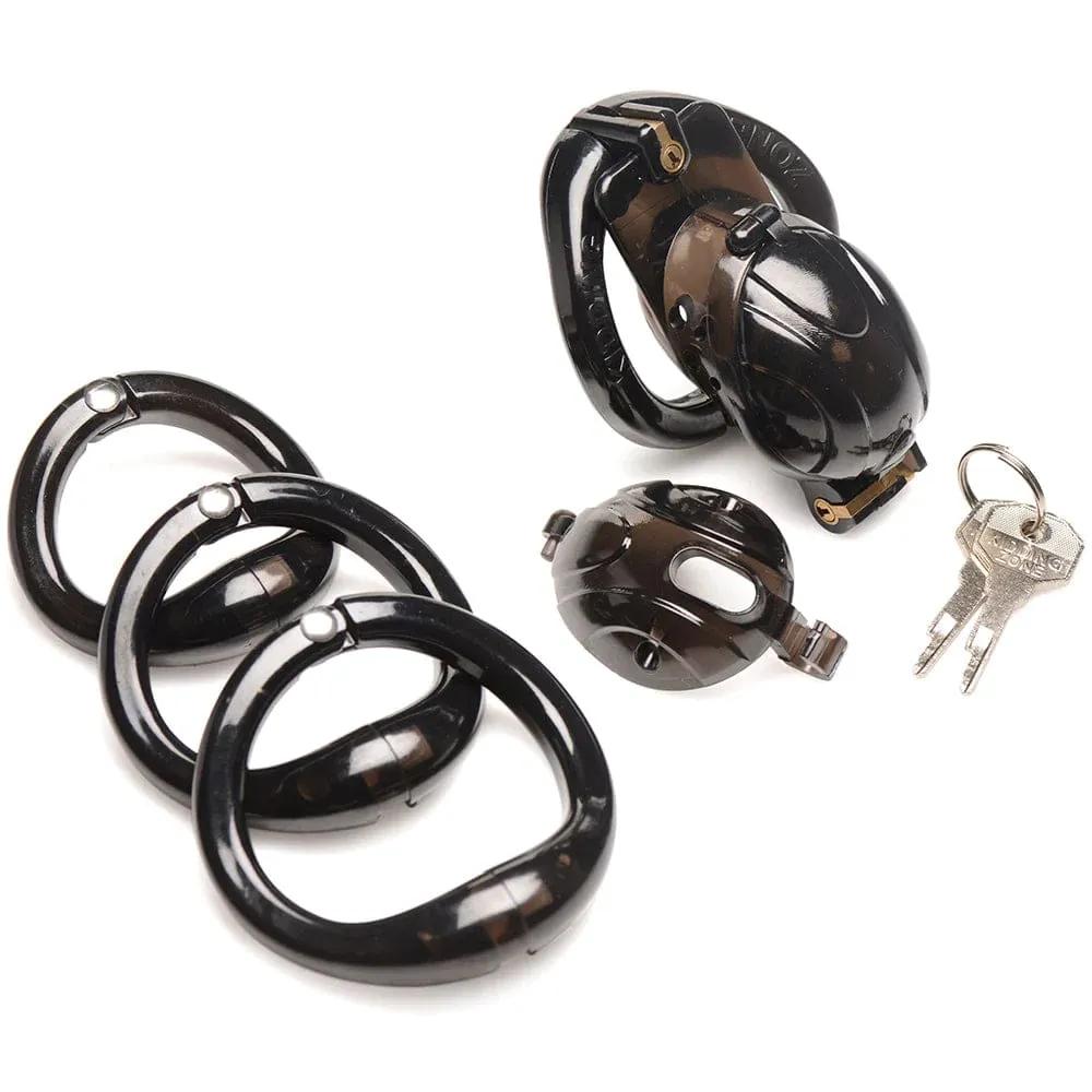 XR Brands Master Series Double Lockdown Chastity Cage in Black