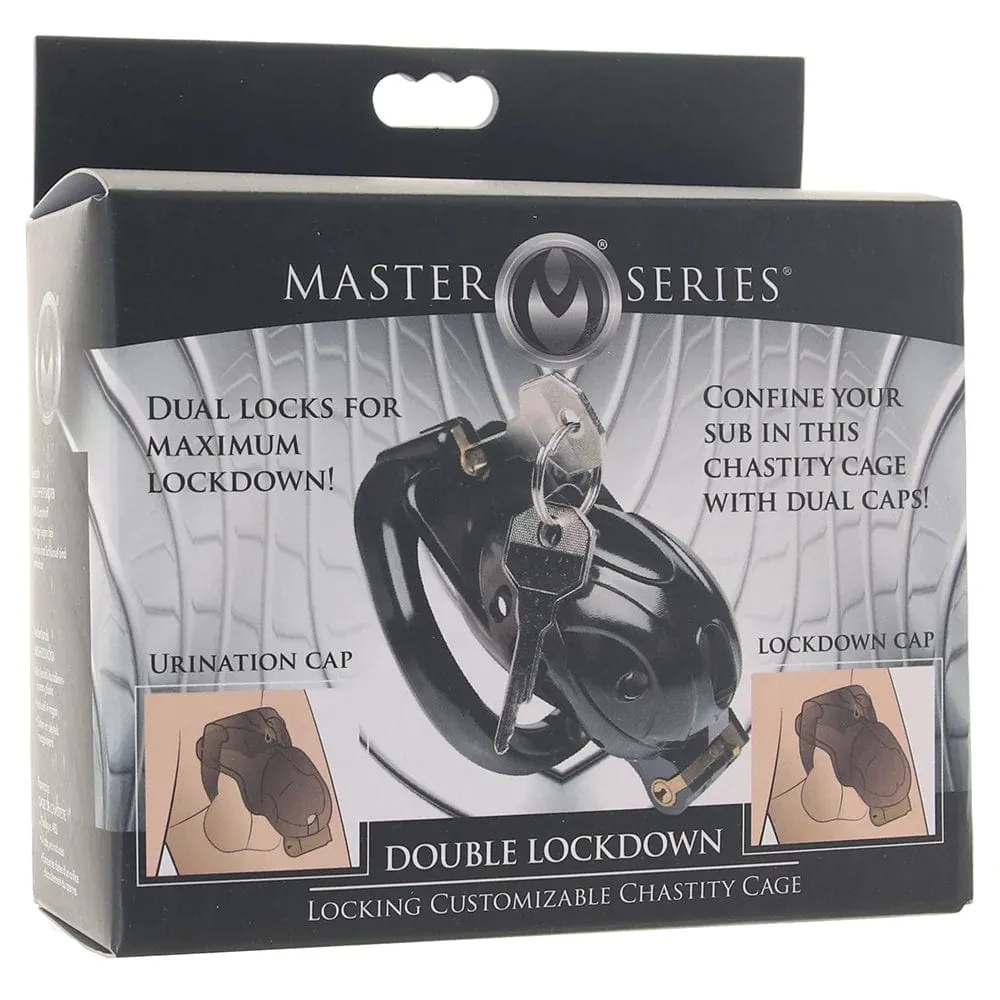 XR Brands Master Series Double Lockdown Chastity Cage in Black