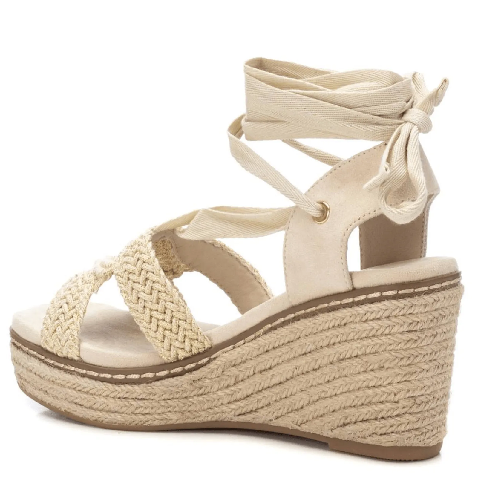 XTI Natural Wrap Around Wedge Sandals
