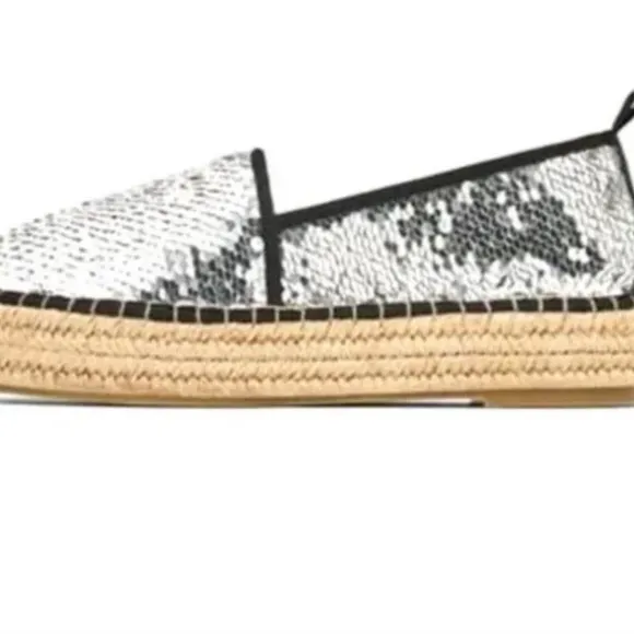 ZARA Silver Sequin Espadrilles Size 39 Gently Loved